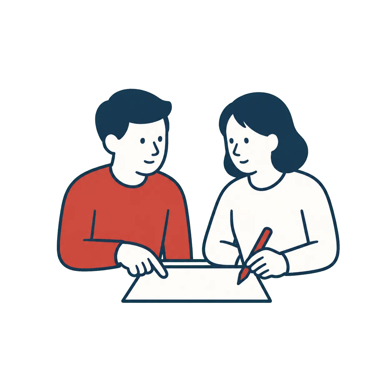 担当者と支援者が一枚のAI活用案を一緒に整えるイメージ